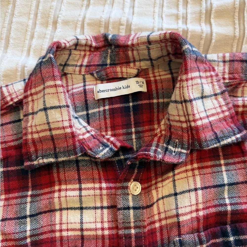 Abercrombie Kids Red and Navy Plaid Shirt